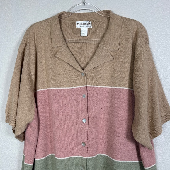Brownstone Studio women plus size 2X short sleeve knit top 100% silk tan pink - Picture 2 of 12